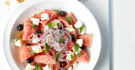 Watermelon & feta salad with crispbread