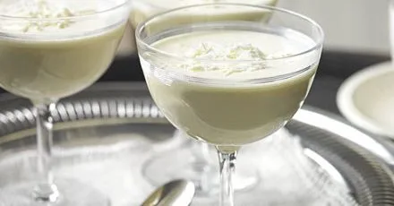 White choc & cardamom mousses