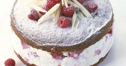 White chocolate, raspberry & hazelnut marble torte