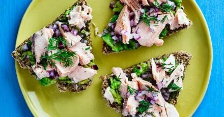 Wild salmon & avocado triangles