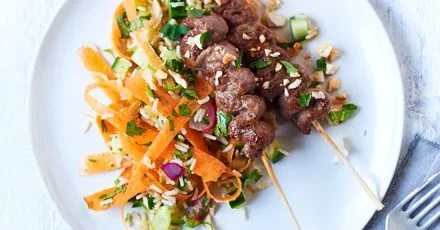 Zingy teriyaki beef skewers