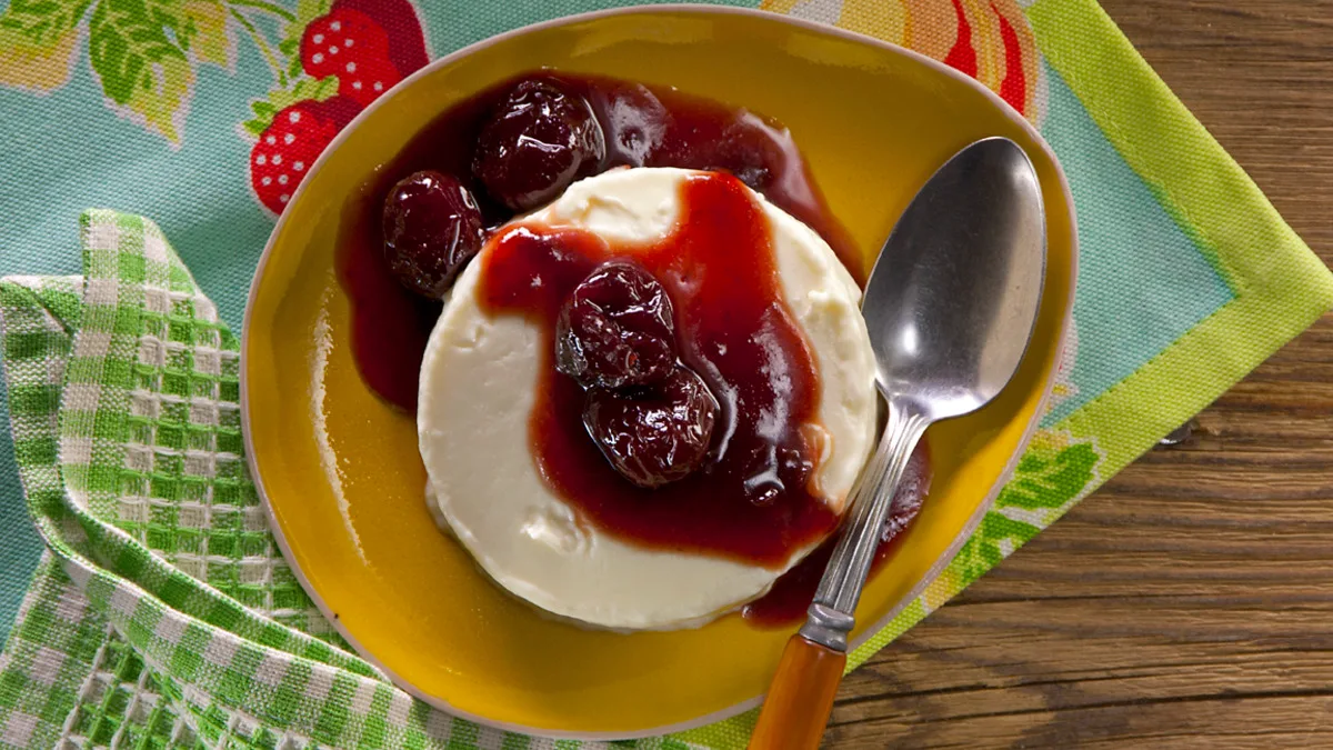 Almond Panna Cotta With Cherry Compote