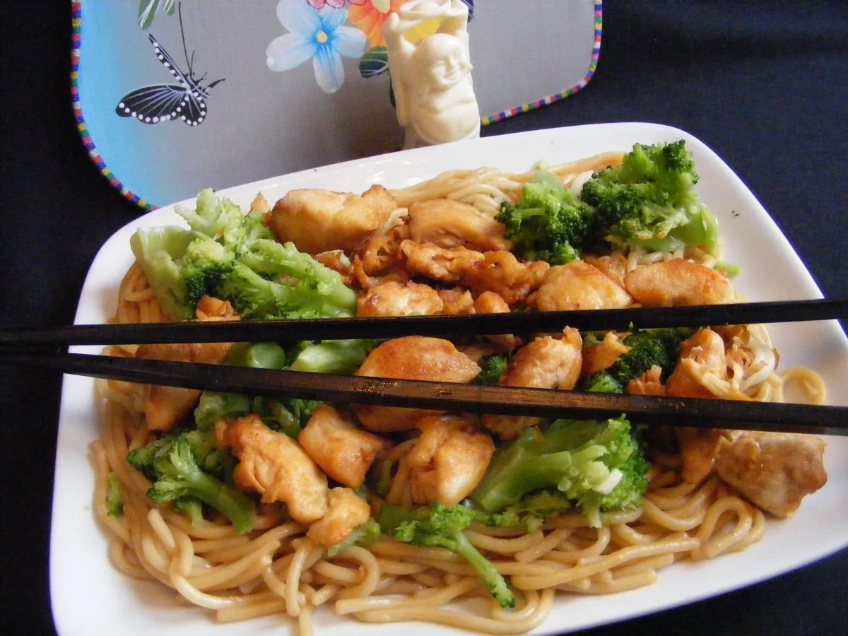 Asian Noodles With Chicken and Scallions