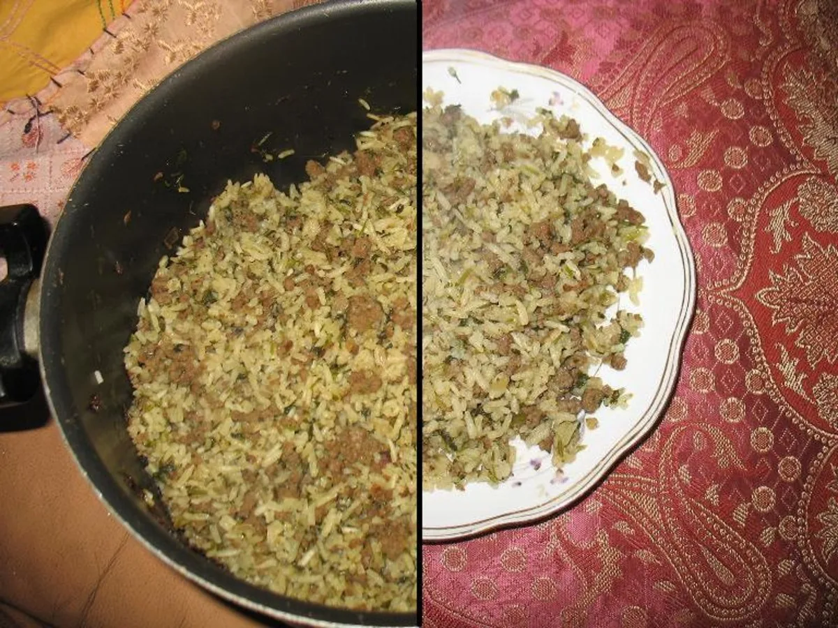 Baachsh - Traditional Bochari Rice, Meat and Coriander Dish