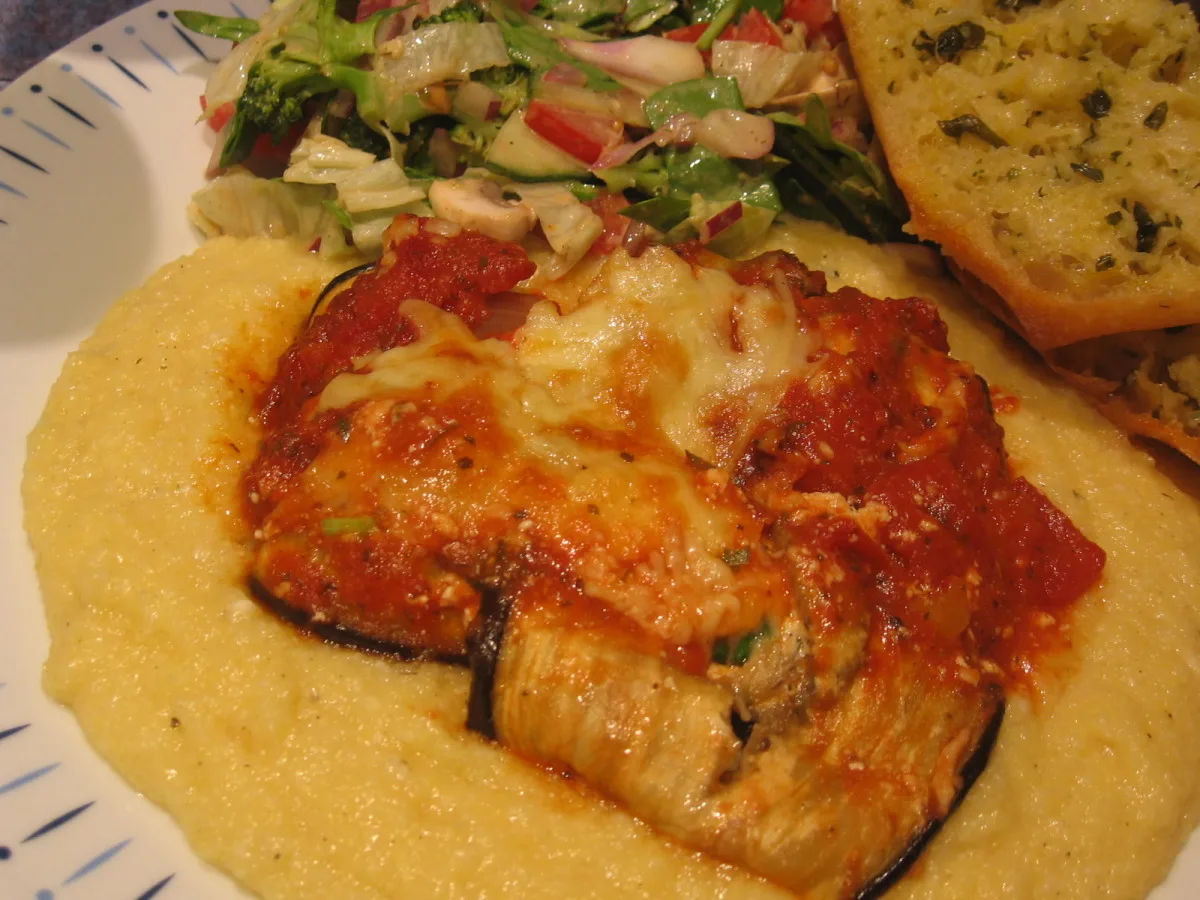 Baked Eggplant and Ricotta Rolls