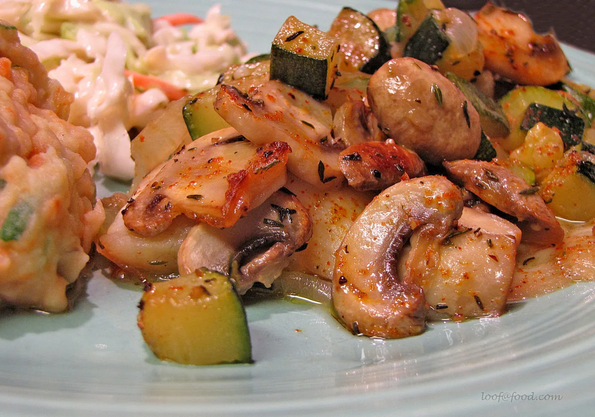Baked Fish With Mushrooms and Zucchini