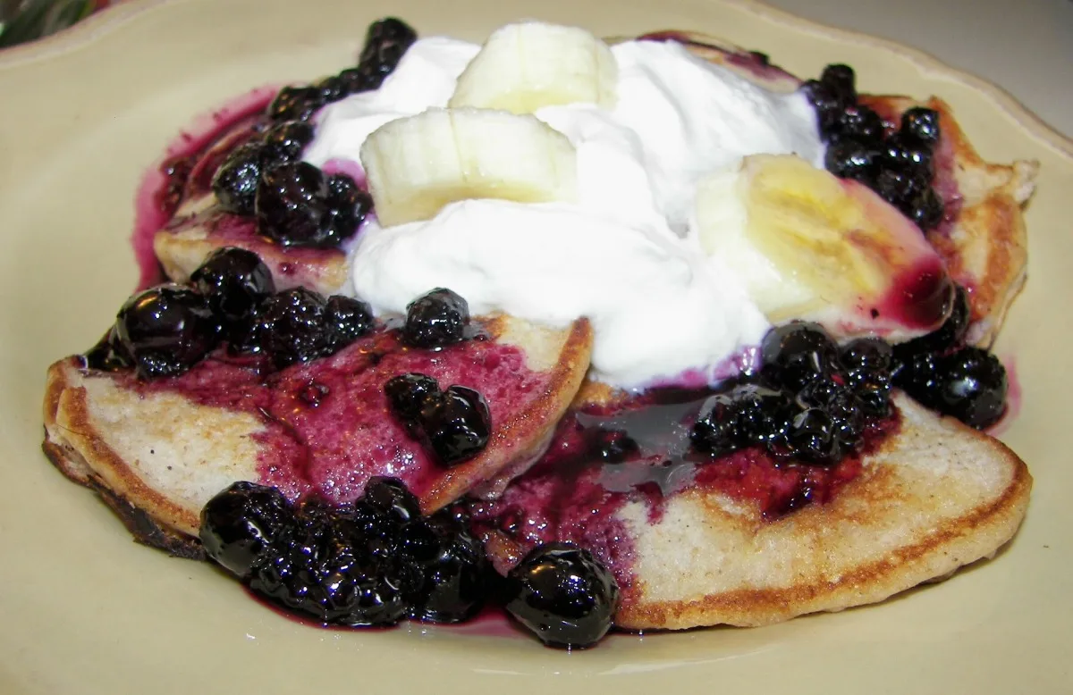 Banana Pancakes With Blueberry Sauce