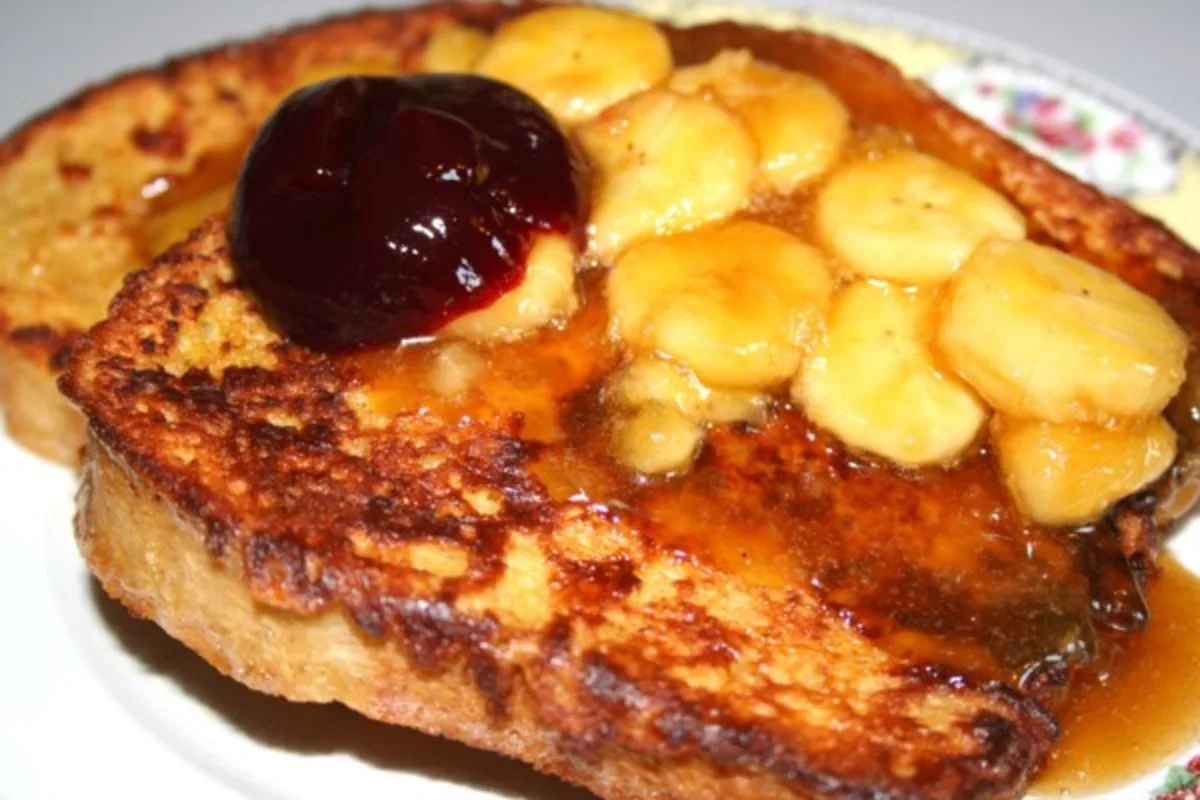 Bananas Foster Raspberry French Toast