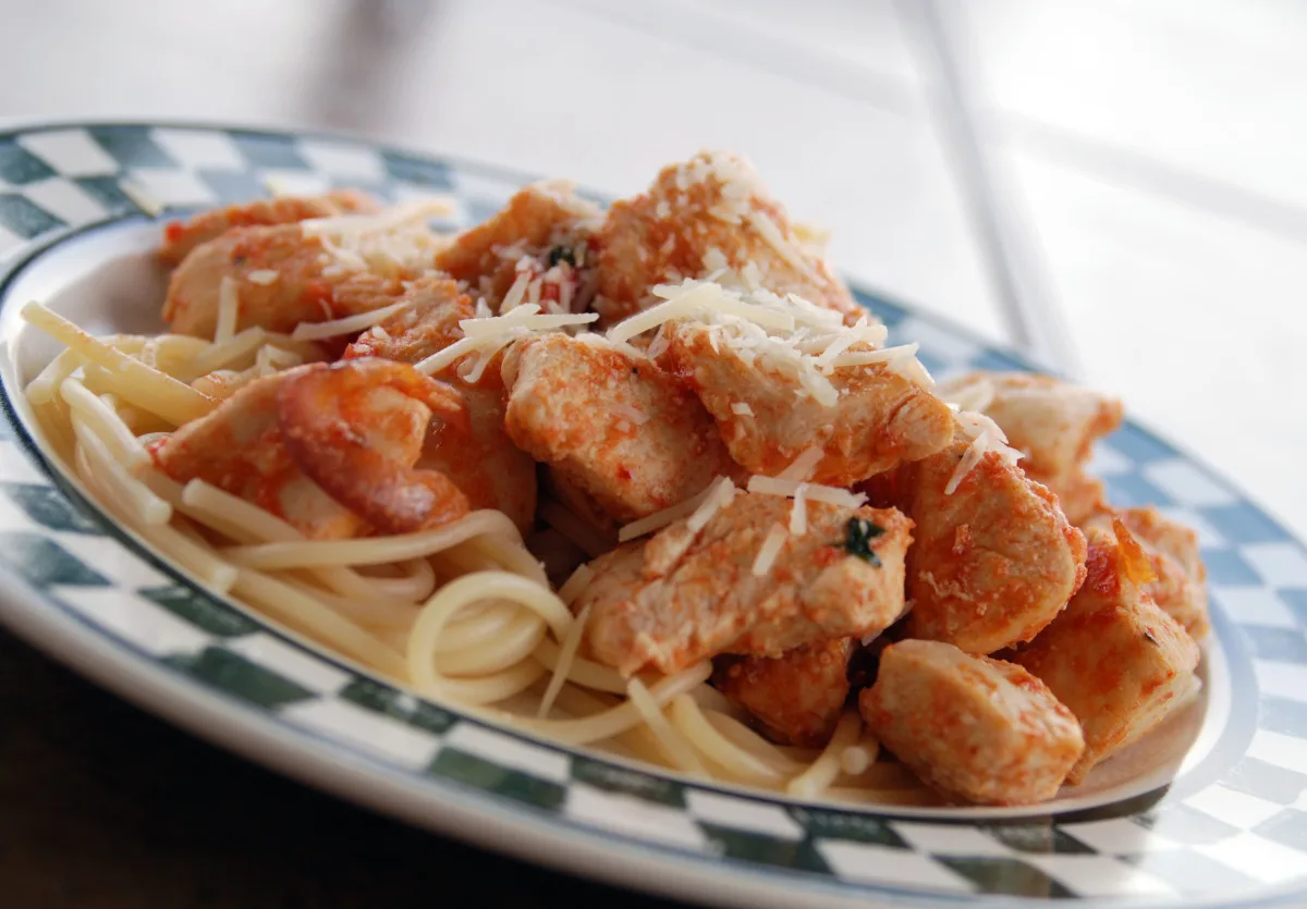 Basil Chicken over Angel Hair Pasta