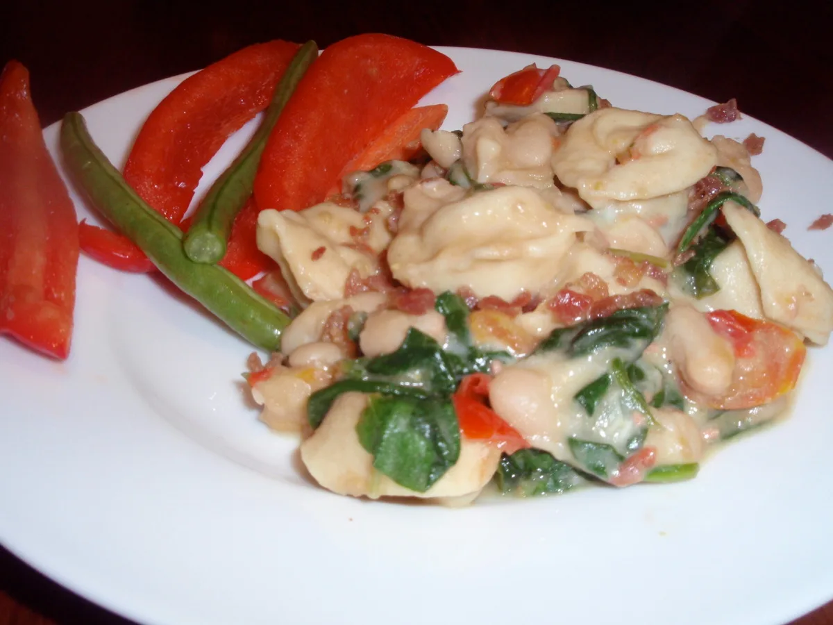 Beans, Bow Ties, Spinach & Cheese