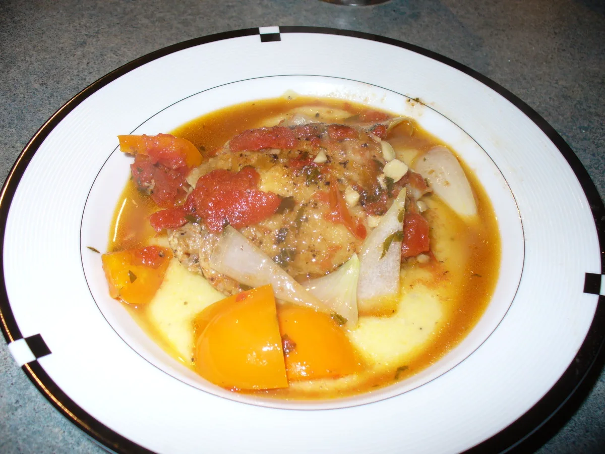Braised Mediterranean Chicken With Polenta