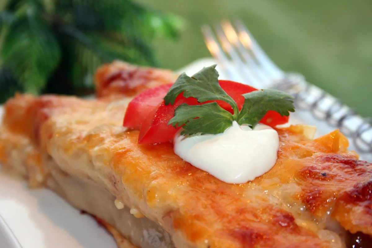 Chicken and Black Bean Enchiladas in Sour Cream Sauce