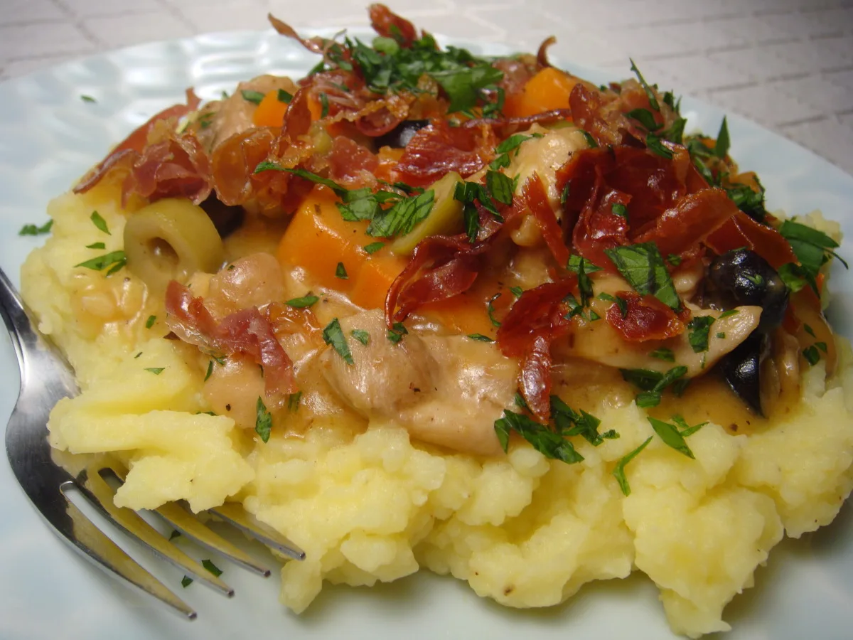 Chicken and Olive Ragout With Dijon Potatoes