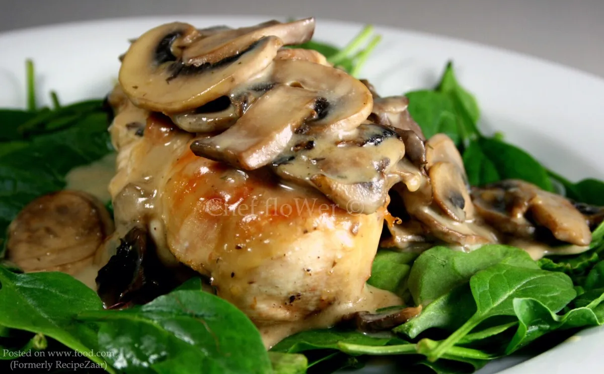 Chicken Breast With White Wine and Mushroom Cream Sauce