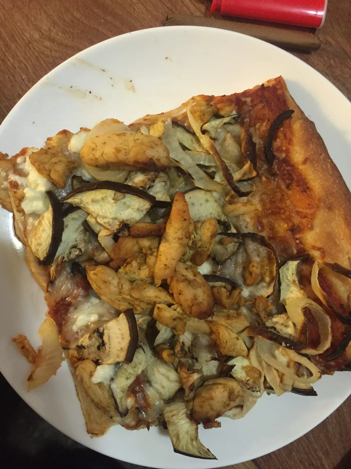 Chicken & Eggplant Flatbread Pizza