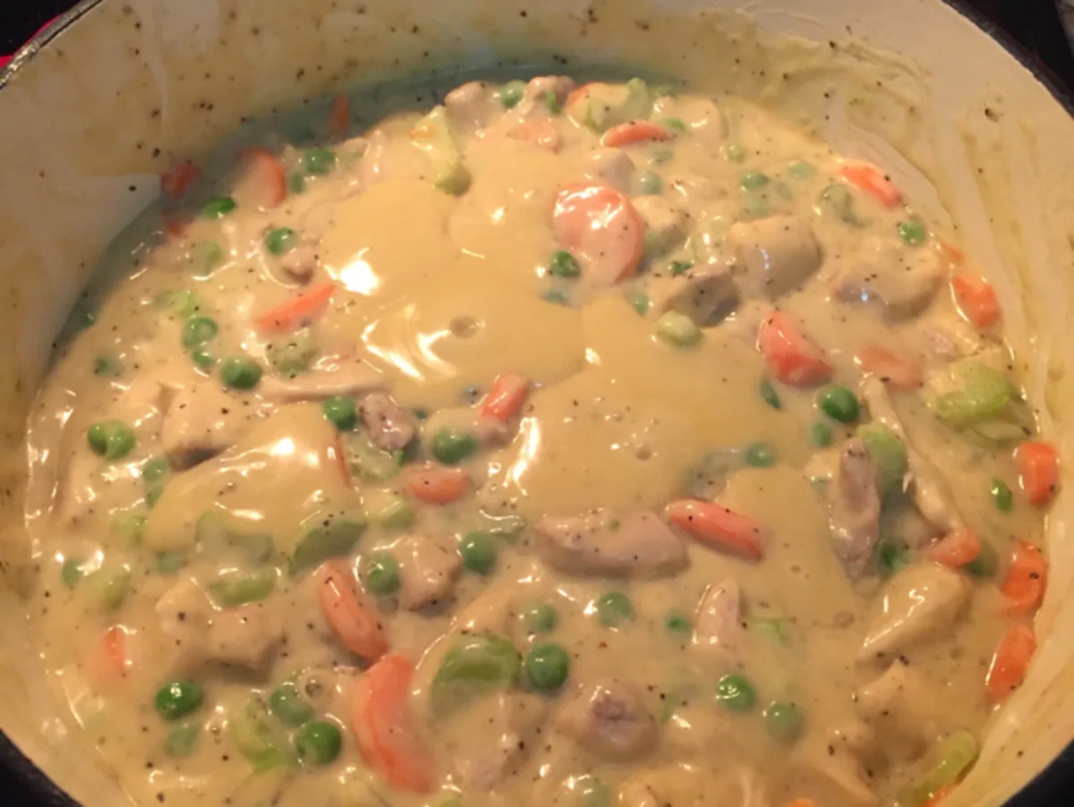 Chicken Pot Pie on Biscuits