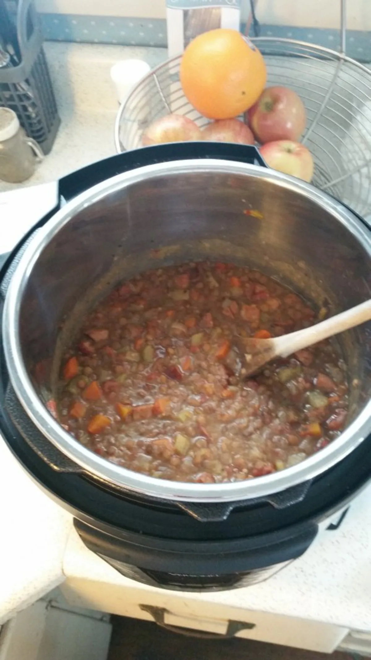 Chicken Sausage Lentil Soup (Pressure Cooker)