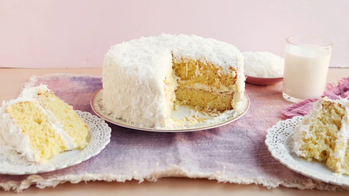 Coconut Layer Cake W/ Cream Cheese Coconut Frosting