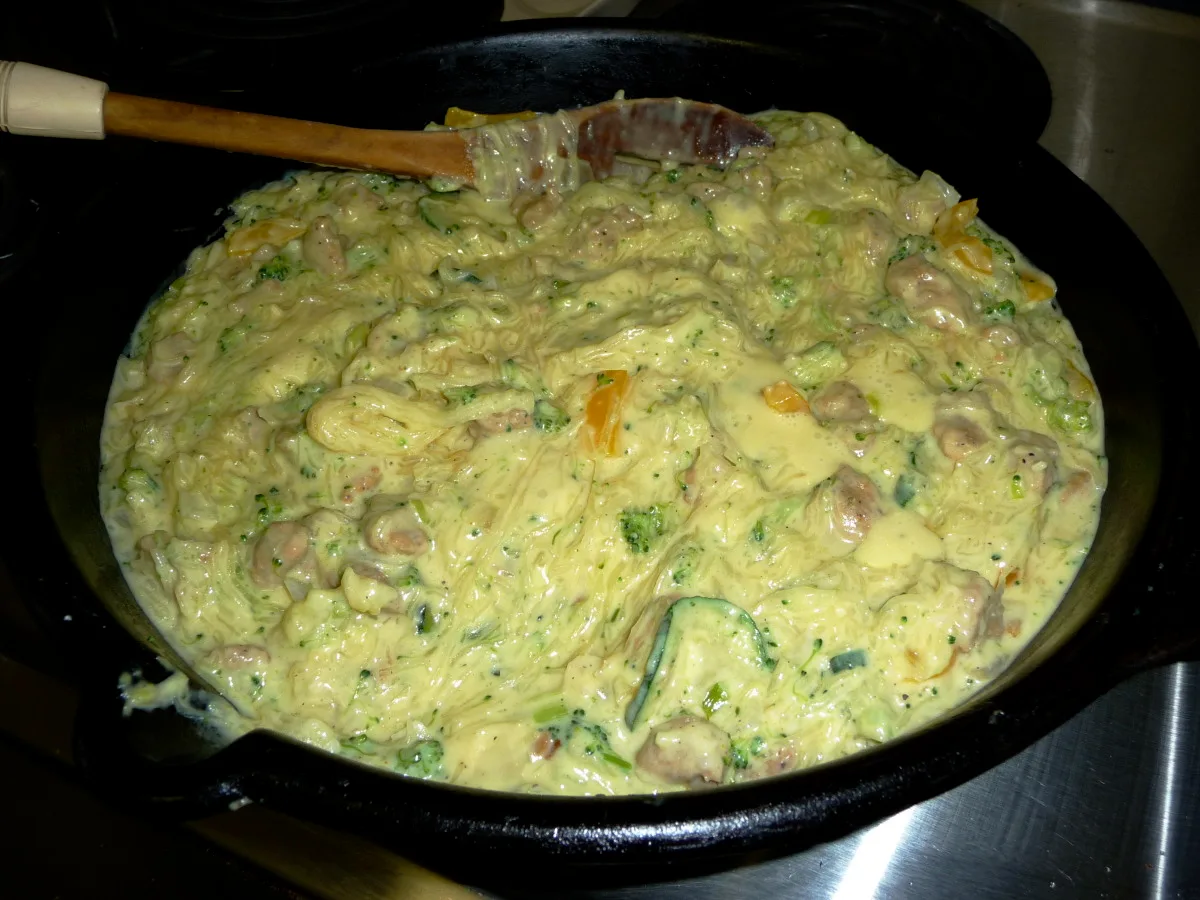 Creamy Spaghetti Squash With Sausage and Vegetables