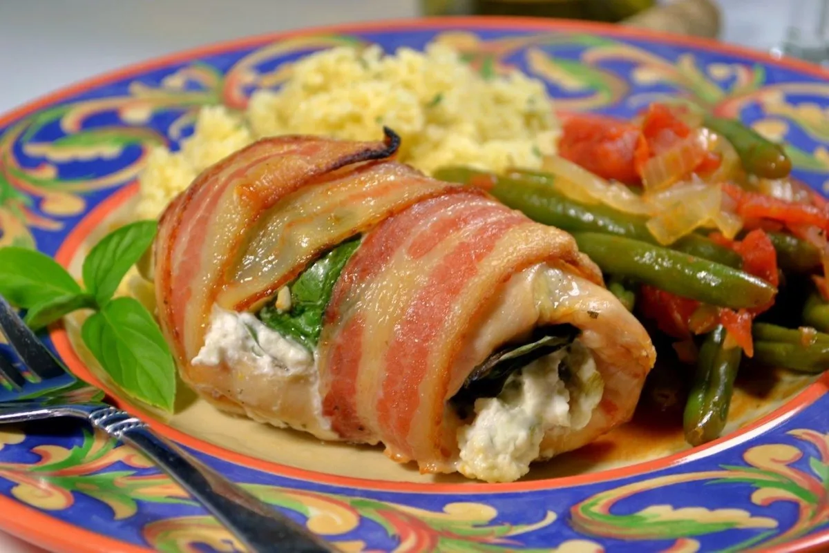 Creamy Stuffed Chicken Wrapped in Applewood Smoked Bacon #RSC