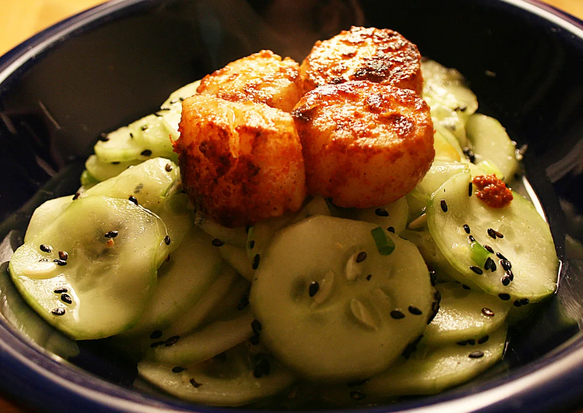 Cucumber Salad with Spicy Wasabi Dressing