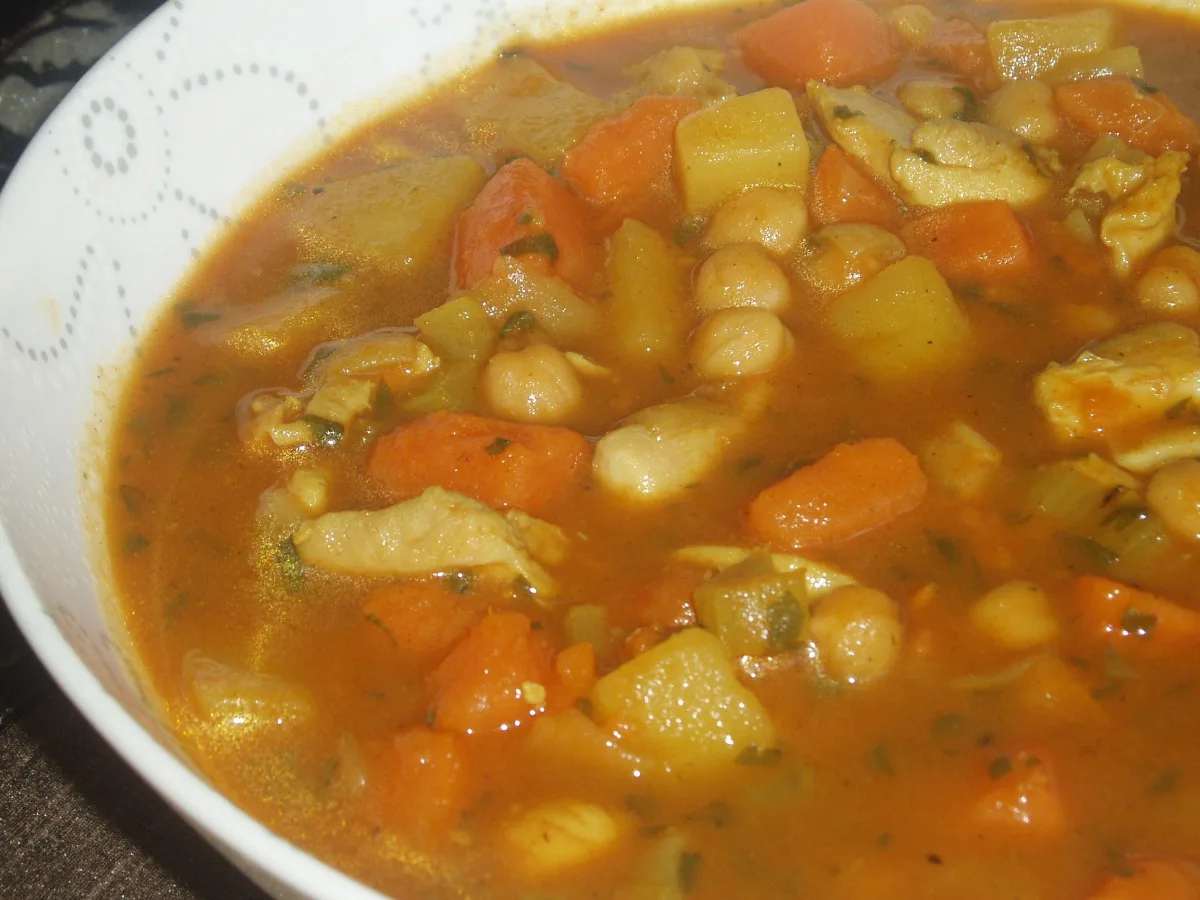 Fragrant Chicken Soup With Chickpeas and Vegetables