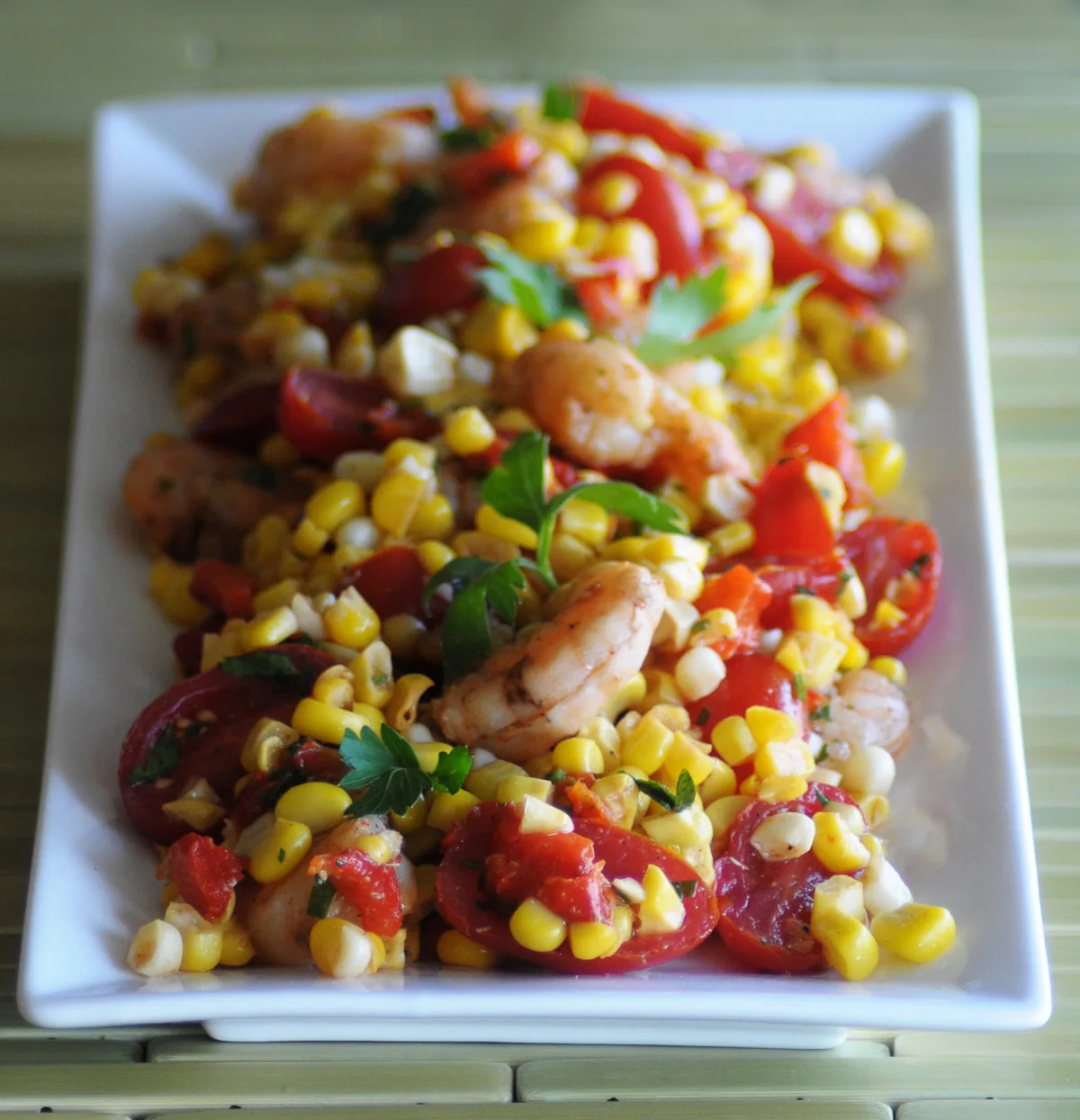 Fresh Corn Salad With Spicy Shrimp and Tomatoes