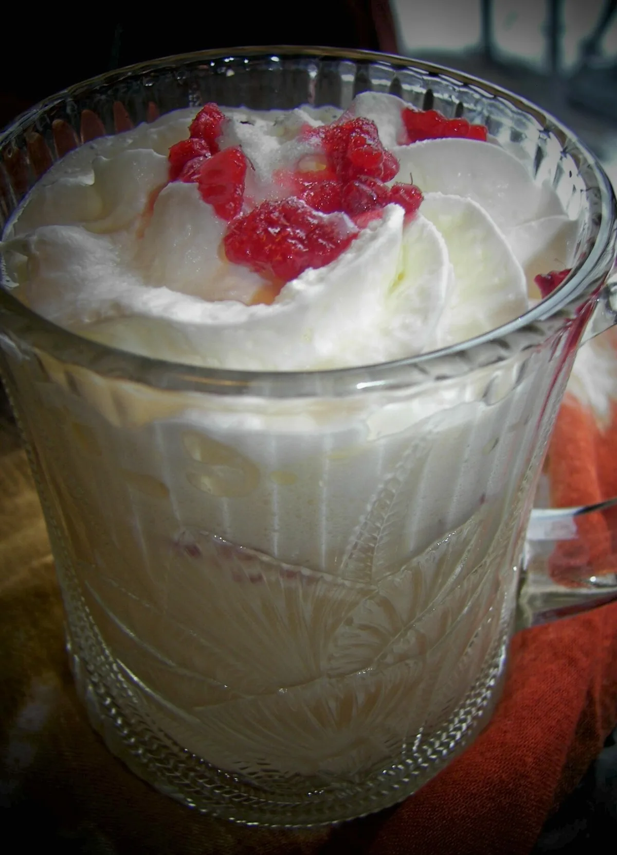Frozen Berries With White Hot Chocolate