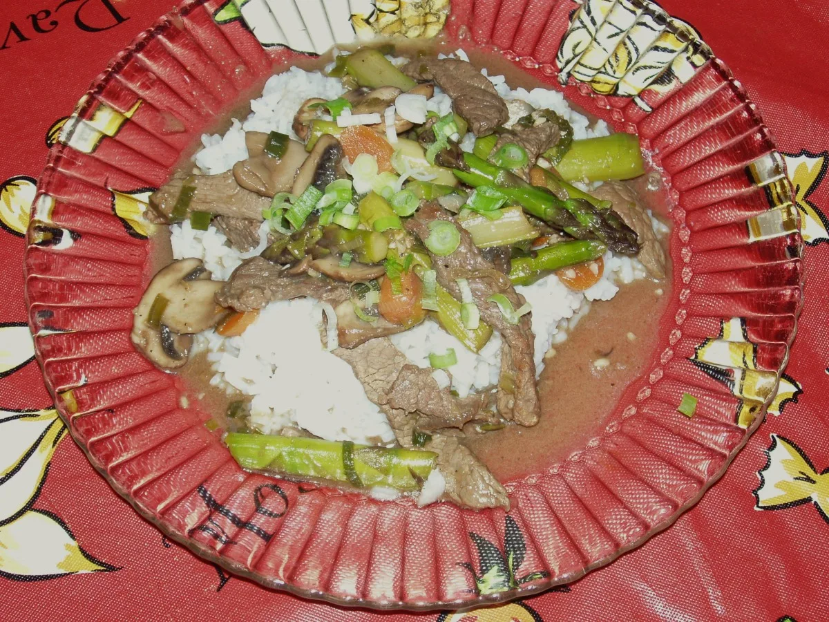 Ginger Beef and Asparagus With Mushrooms