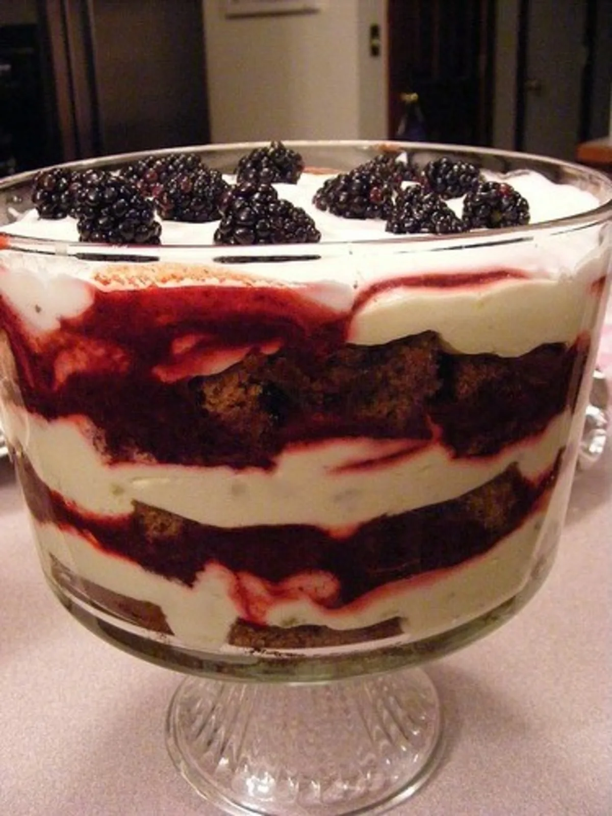 Gingerbread & Lemon Curd Trifle W/ Blackberry Sauce