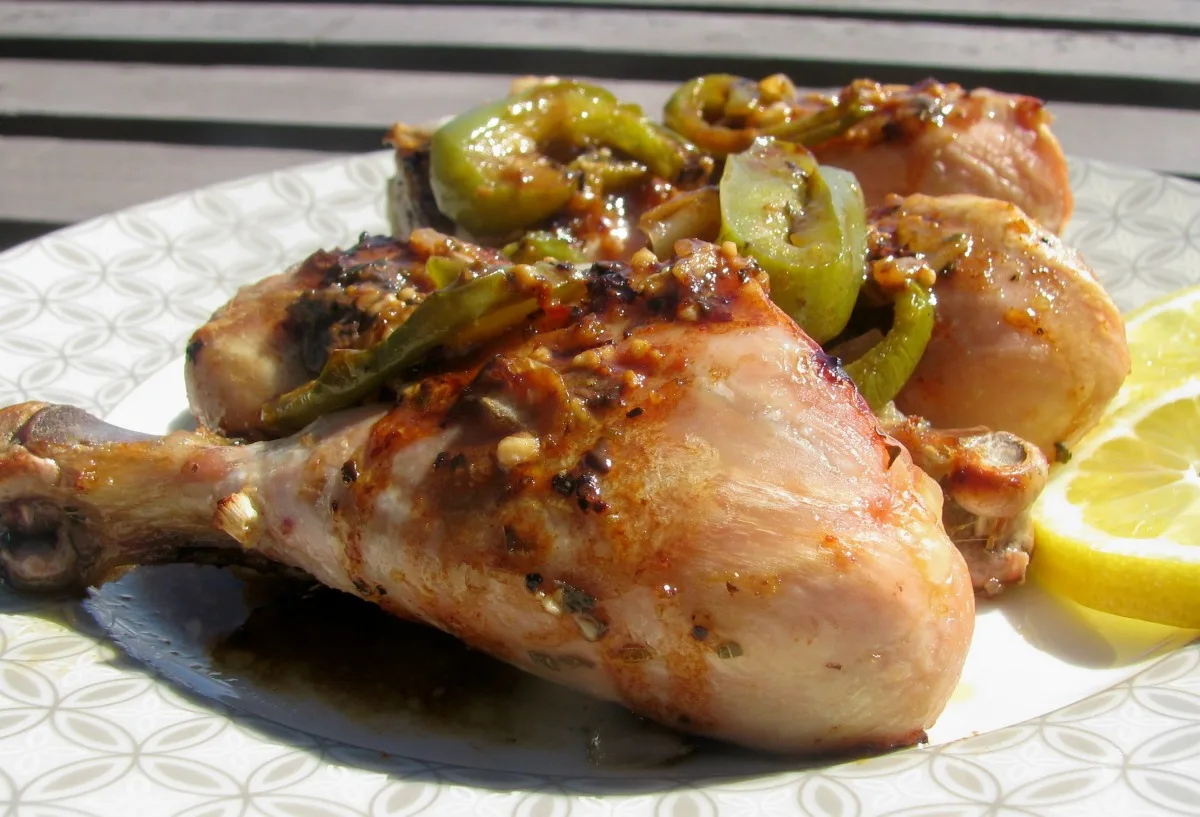 Greek Lemon Chicken Drumsticks With Peppers