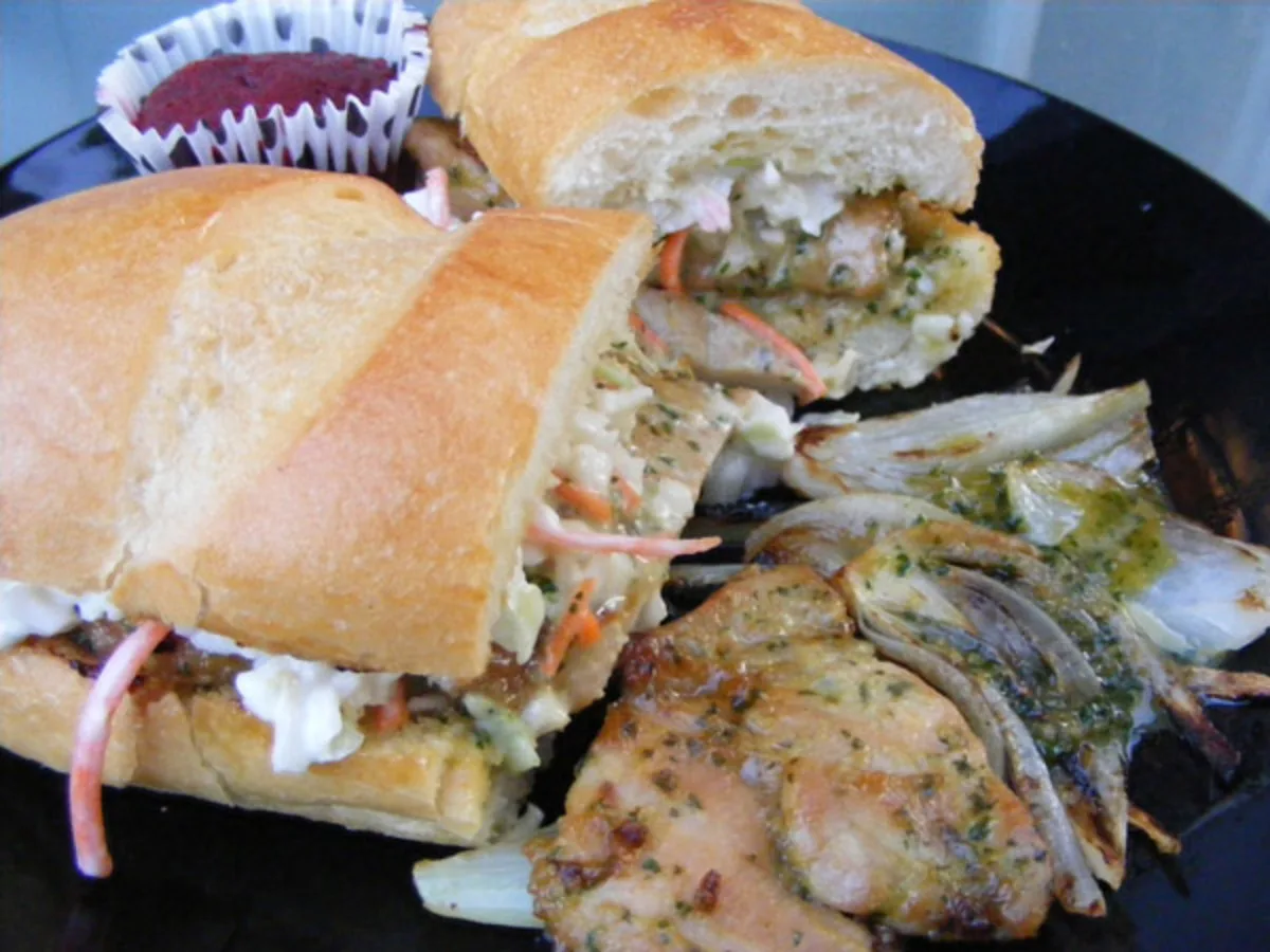Grilled Cilantro-Lime Pork Loin Sandwiches With Coleslaw