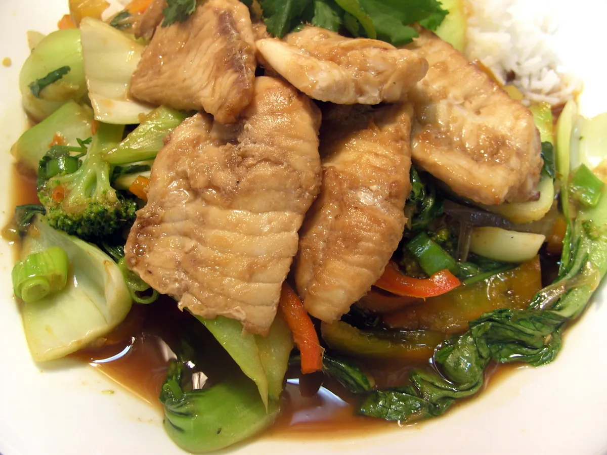 Grilled Halibut With Tamarind Stir-Fried Vegetables
