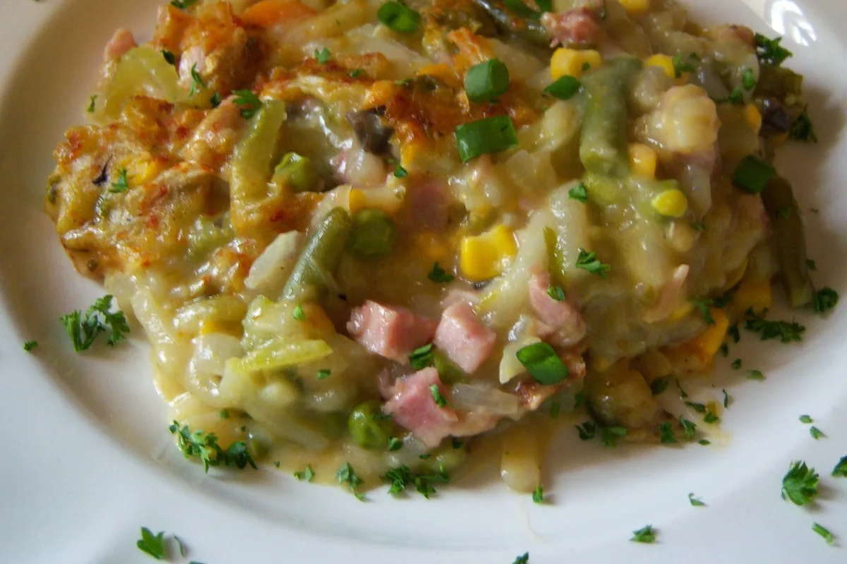 Ham, Hash Browns & Veggies Casserole