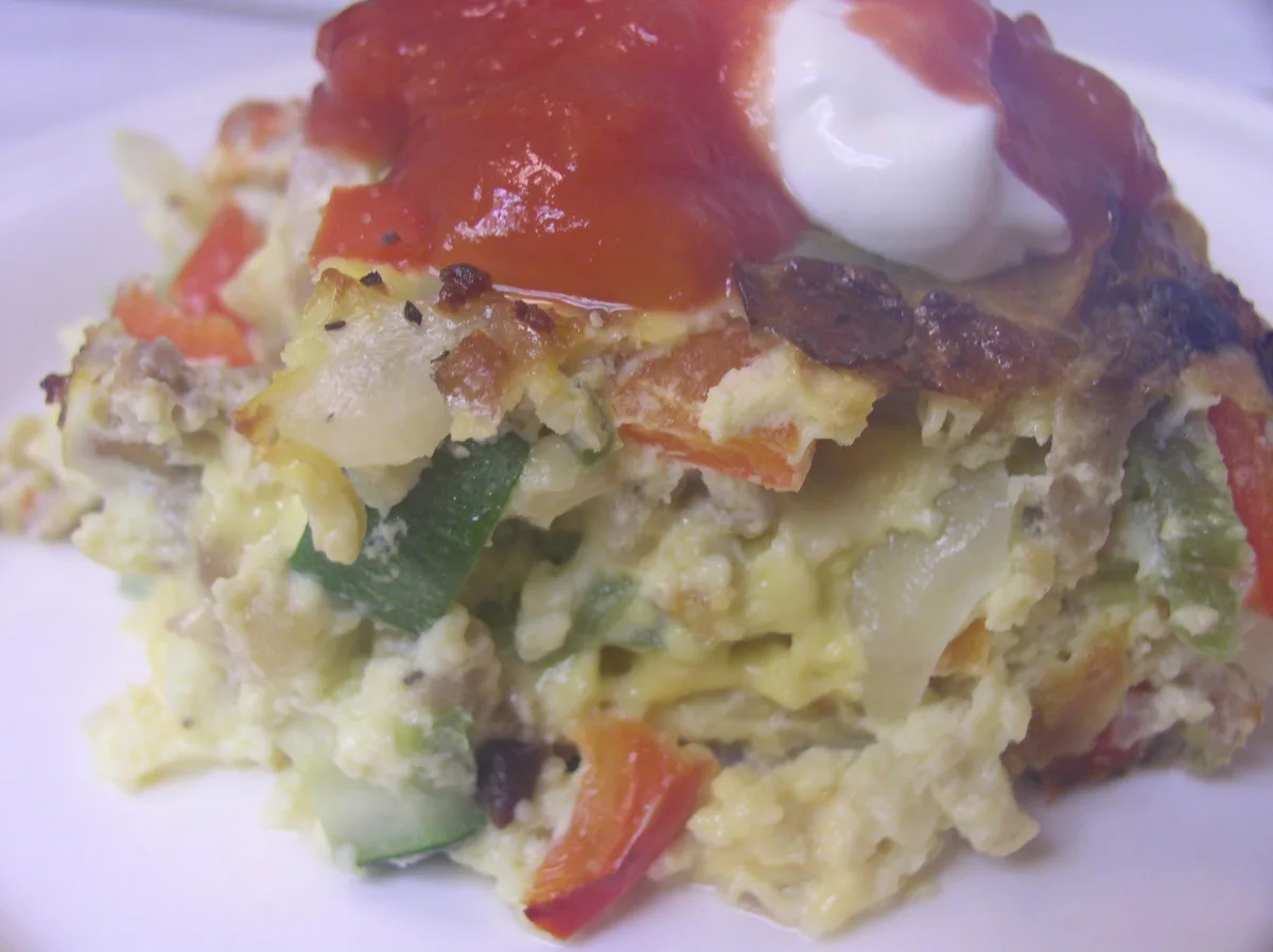 Hot Sausage and Vegetable Breakfast Casserole