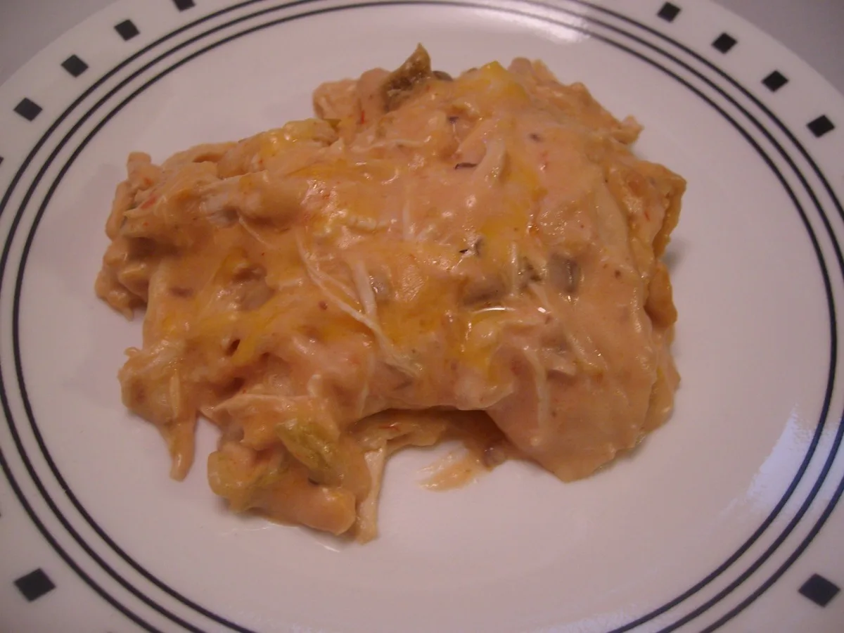 Layered Sour Cream Ground Beef or Chicken Enchiladas