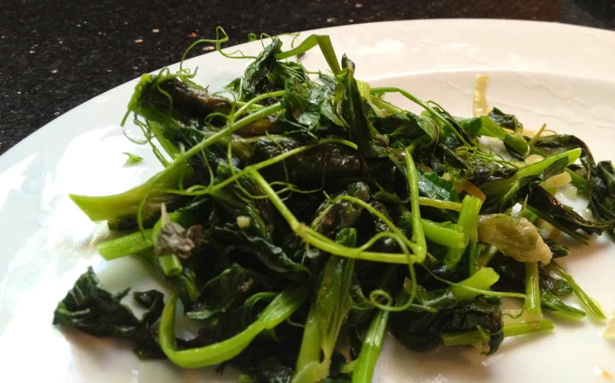 Lemon Garlic Sauteed Pea Tendrils
