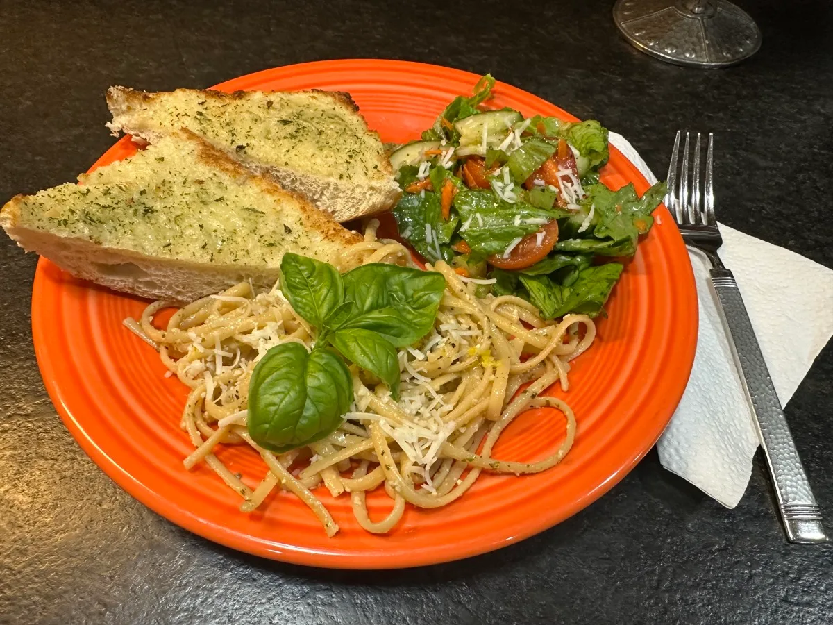 Lemon Linguine With Basil Pesto Shrimp