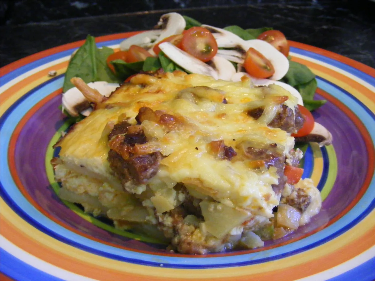 Make Ahead Sausage, Cheese, and Potato Egg  Bake