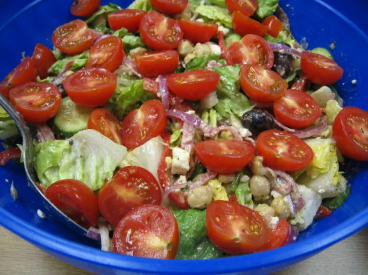 Mediterranean Garbanzo Salami Salad