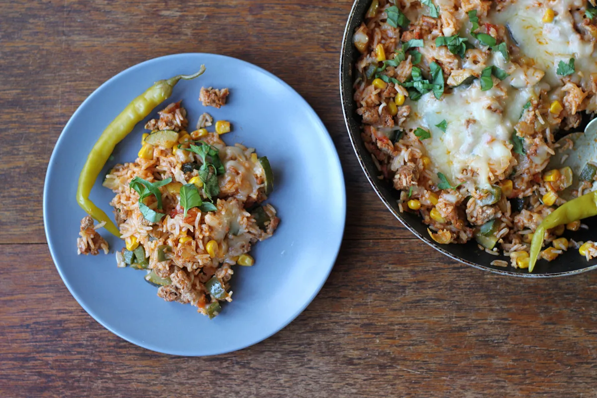 Mexi Ground Beef-Rice Skillet