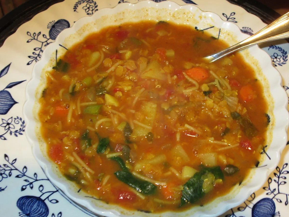 Moroccan Lentil Soup with Yogurt