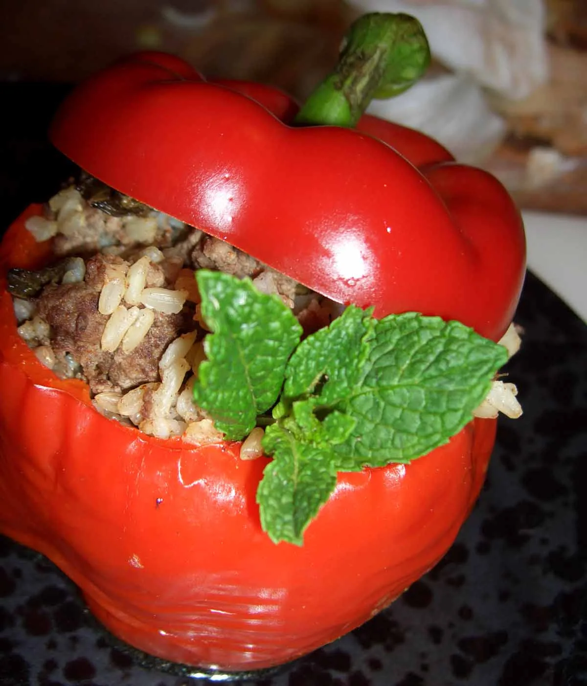 Moroccan Spiced Lamb Stuffed Bell Peppers