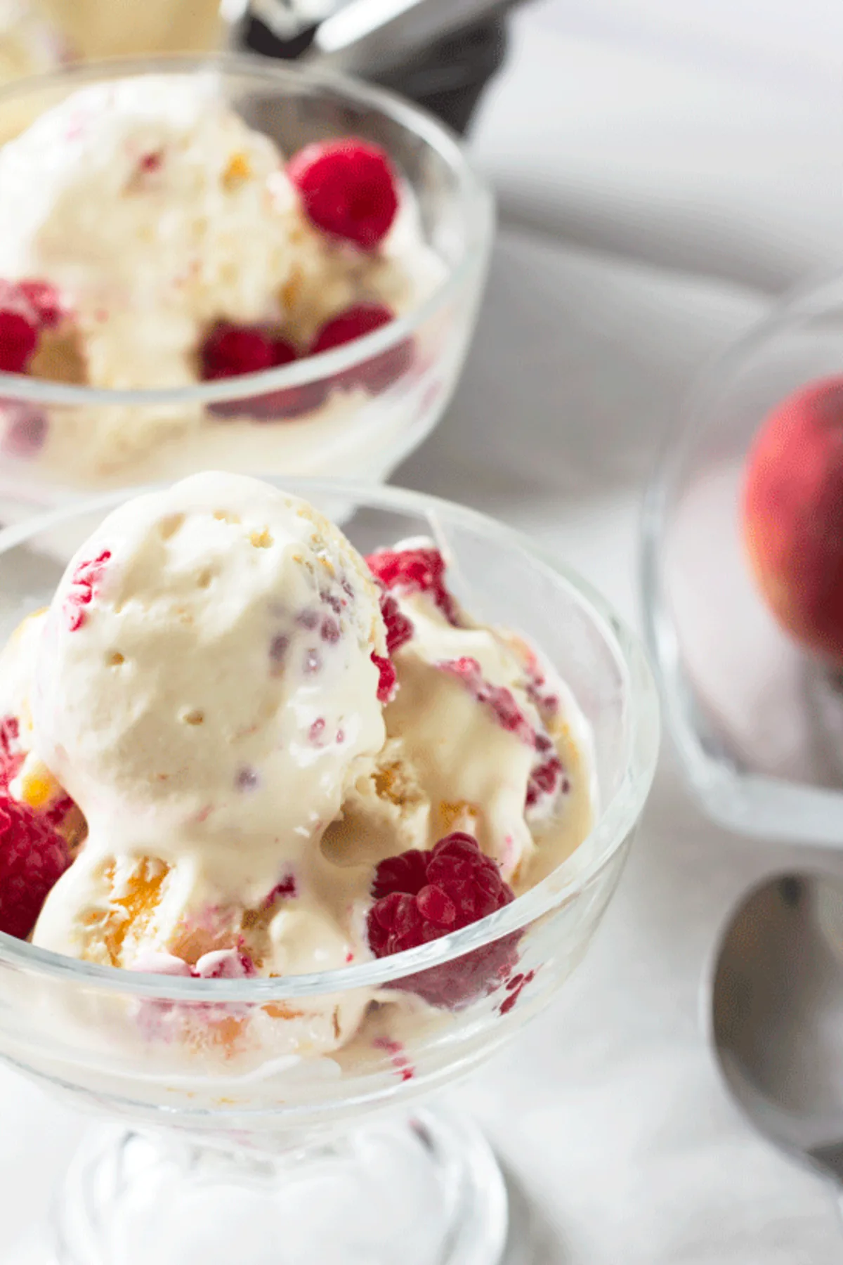 No-Churn Peach and Raspberry Ice Cream
