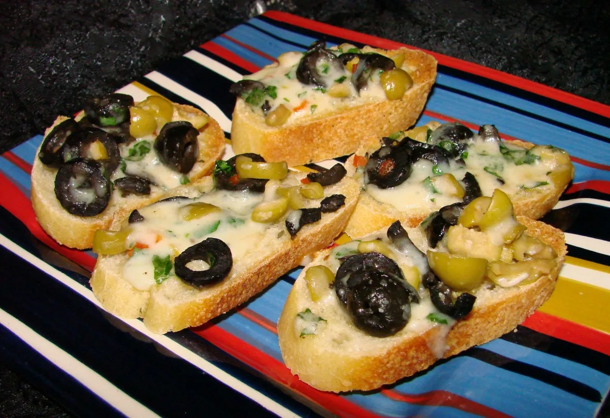 Olive-Cheese Crostini