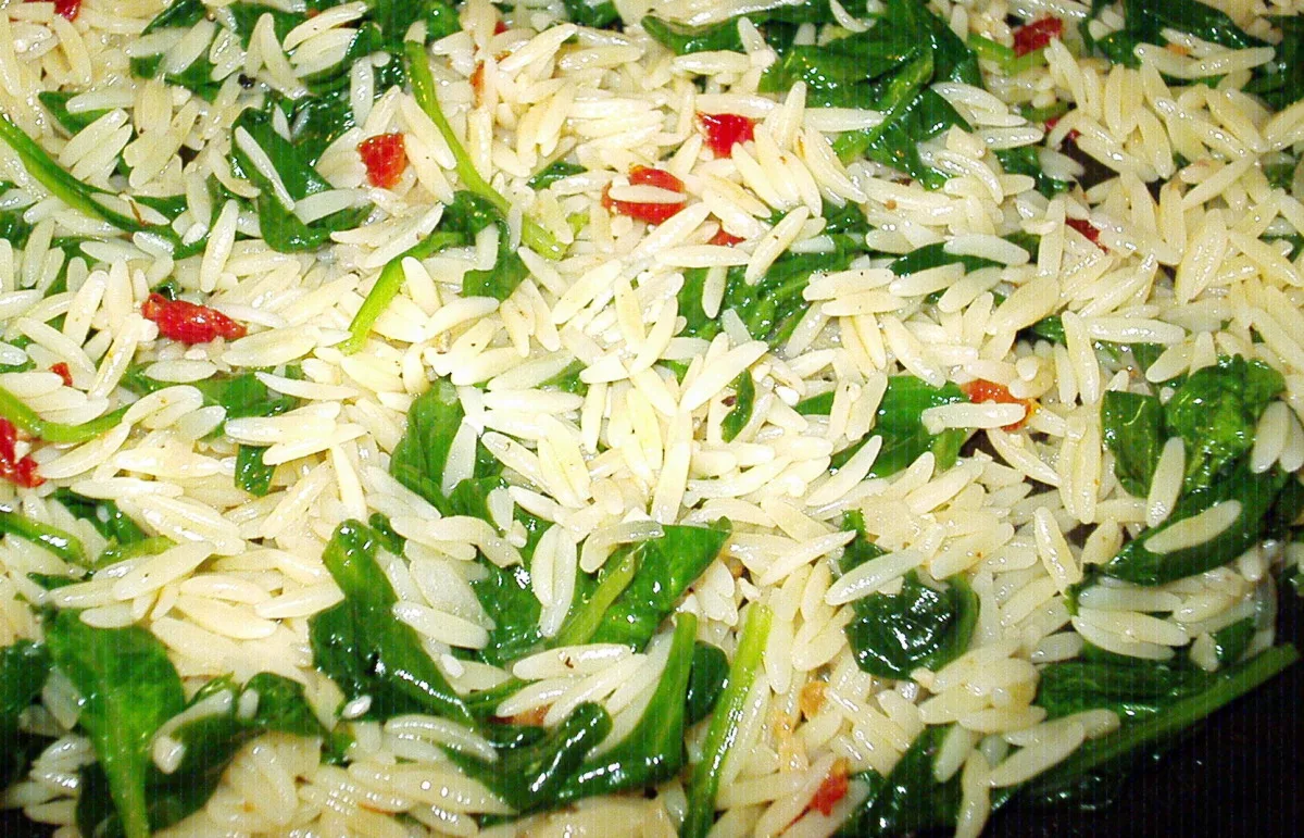 Orzo With Wilted Spinach