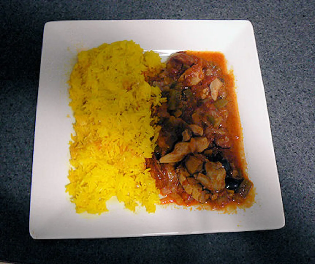 Pan Fried Chicken and Chorizo With Rice
