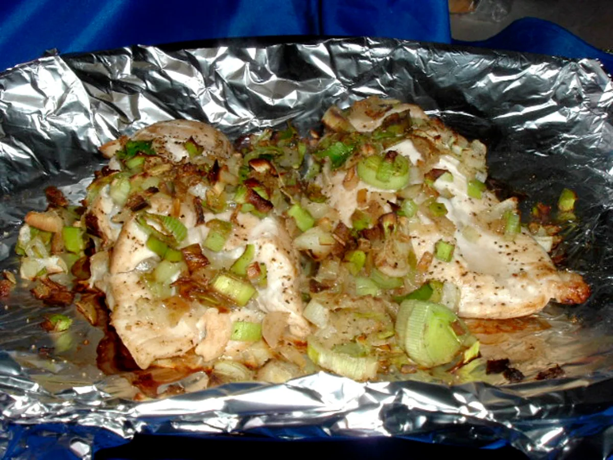 Pan Roasted Chicken Breasts With Mushrooms and Leeks for Two