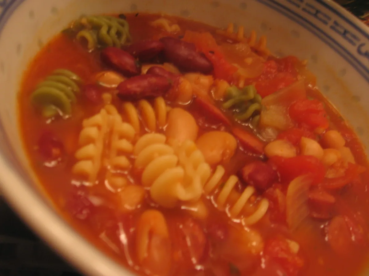 Pasta Fagioli Soup With Smoked Sausage