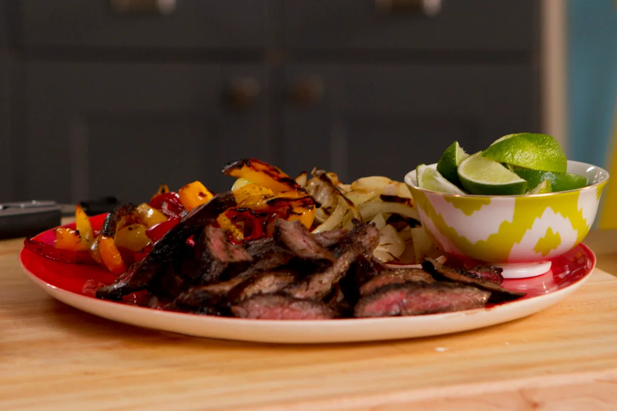Pomegranate Glazed Skirt Steak Fajitas